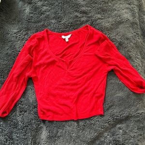 red long sleeve crop top